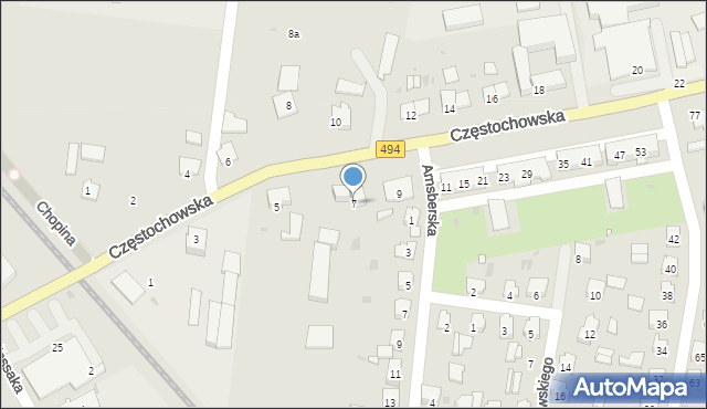 Olesno, Częstochowska, 7, mapa Olesno