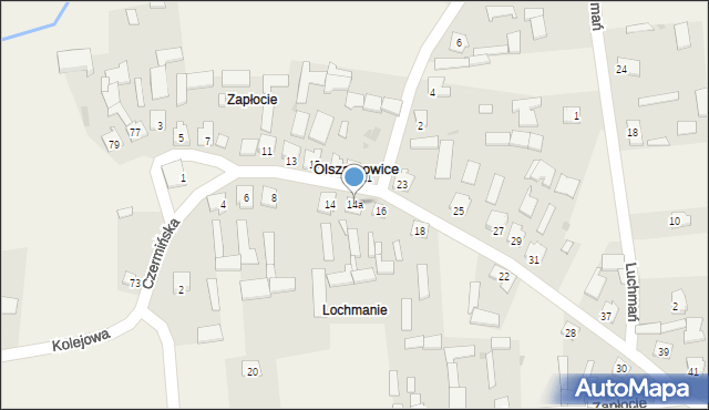 Olszamowice, Czermińska, 14a, mapa Olszamowice