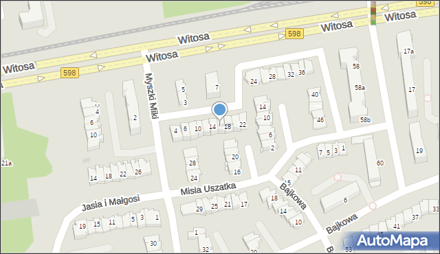 Olsztyn, Czerwonego Kapturka, 16, mapa Olsztyna