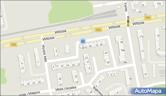Olsztyn, Czerwonego Kapturka, 24, mapa Olsztyna