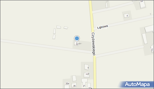 Opalenie, Czyżewskiego Józefa, 11, mapa Opalenie