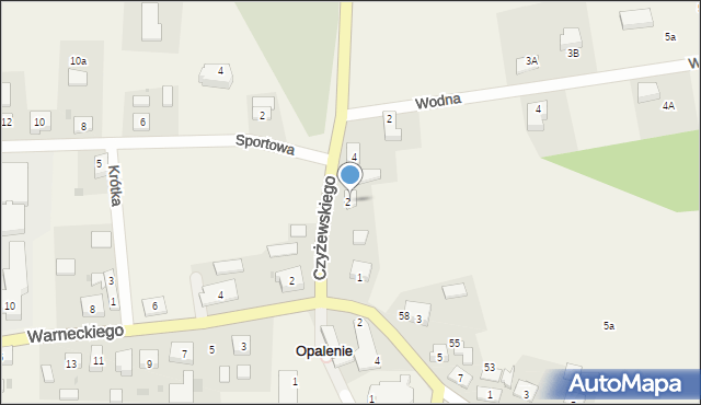 Opalenie, Czyżewskiego Józefa, 66, mapa Opalenie