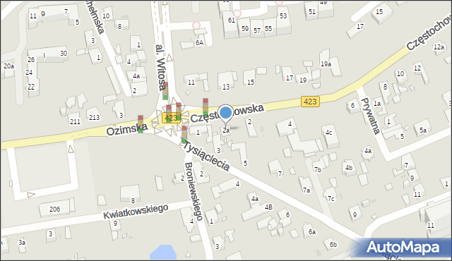 Opole, Częstochowska, 2a, mapa Opola