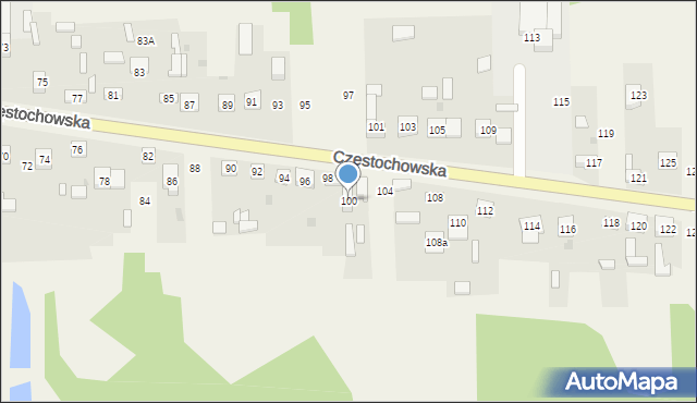 Osiny, Częstochowska, 100, mapa Osiny