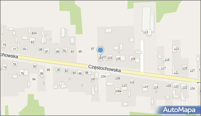 Osiny, Częstochowska, 101, mapa Osiny