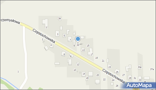 Osiny, Częstochowska, 11, mapa Osiny