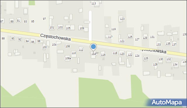 Osiny, Częstochowska, 114, mapa Osiny