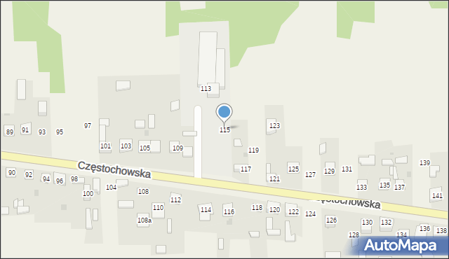 Osiny, Częstochowska, 115, mapa Osiny