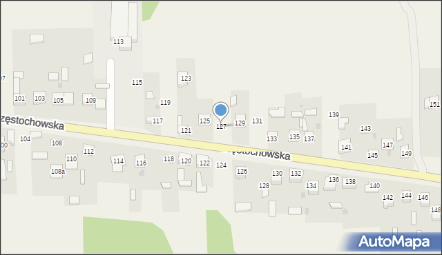 Osiny, Częstochowska, 127, mapa Osiny