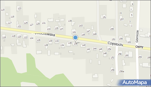 Osiny, Częstochowska, 138, mapa Osiny