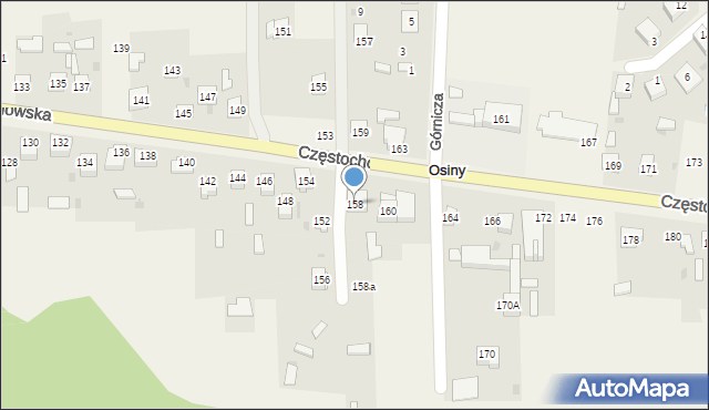 Osiny, Częstochowska, 158, mapa Osiny