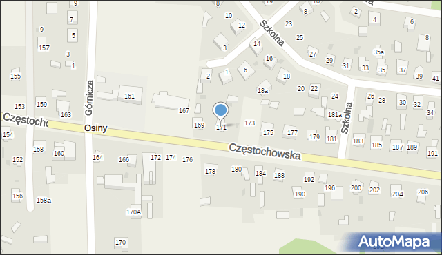 Osiny, Częstochowska, 171, mapa Osiny