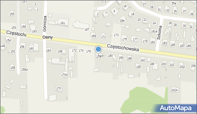 Osiny, Częstochowska, 178, mapa Osiny