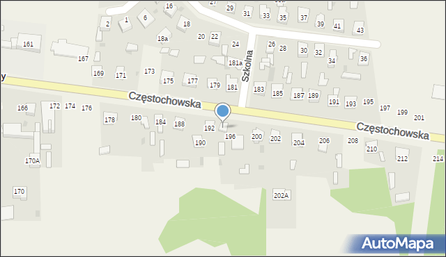 Osiny, Częstochowska, 194, mapa Osiny