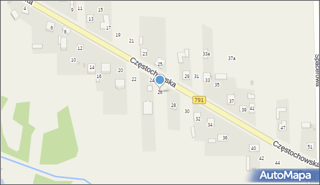 Osiny, Częstochowska, 26, mapa Osiny