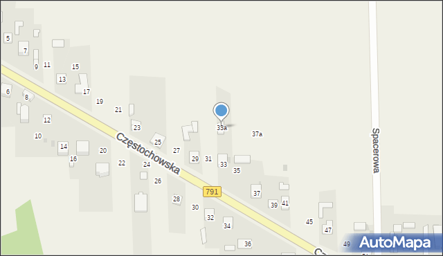 Osiny, Częstochowska, 33a, mapa Osiny