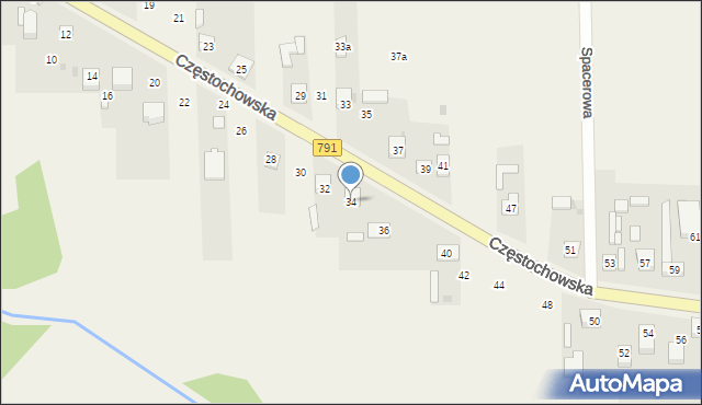 Osiny, Częstochowska, 34, mapa Osiny