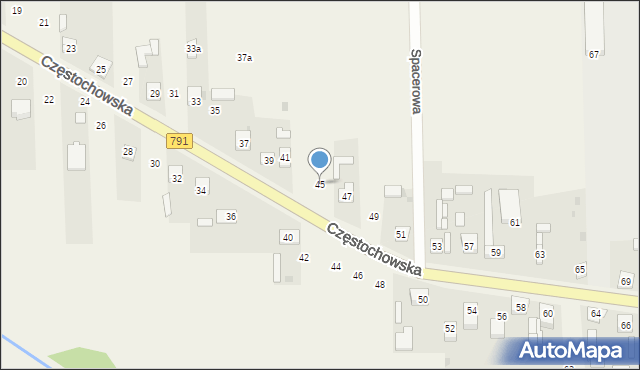 Osiny, Częstochowska, 45, mapa Osiny