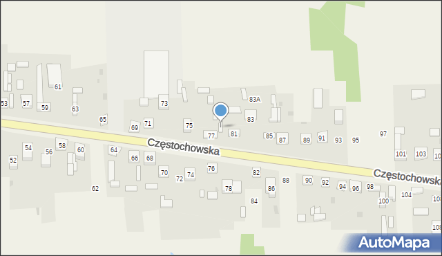 Osiny, Częstochowska, 79, mapa Osiny