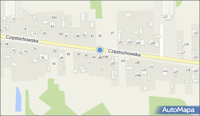 Osiny, Częstochowska, 96, mapa Osiny