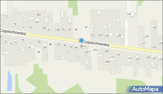 Osiny, Częstochowska, 98, mapa Osiny