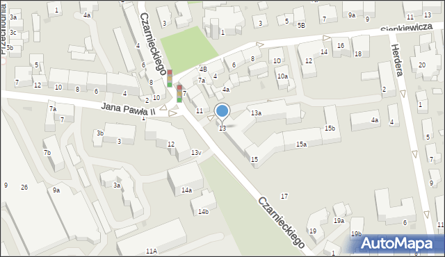 Ostróda, Czarnieckiego Stefana, hetm., 13, mapa Ostróda