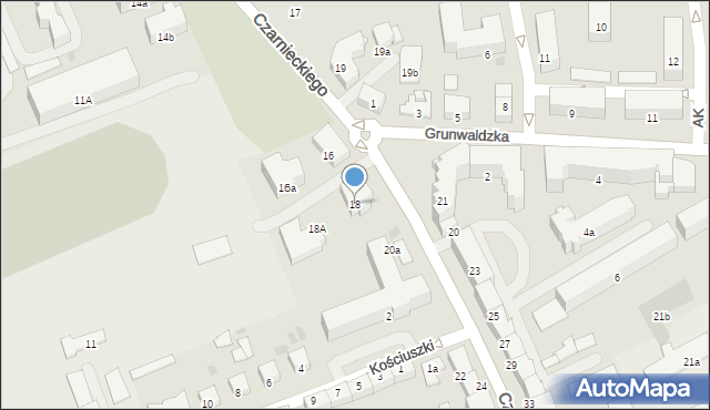 Ostróda, Czarnieckiego Stefana, hetm., 18, mapa Ostróda