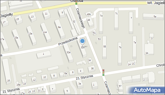 Ostróda, Czarnieckiego Stefana, hetm., 32b, mapa Ostróda