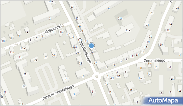 Ostróda, Czarnieckiego Stefana, hetm., 35, mapa Ostróda