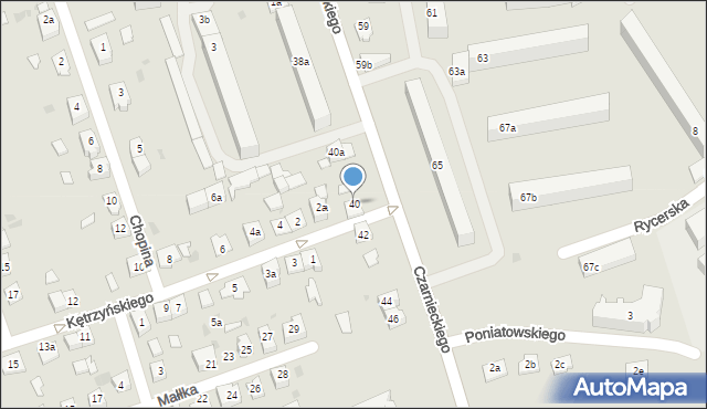 Ostróda, Czarnieckiego Stefana, hetm., 40, mapa Ostróda