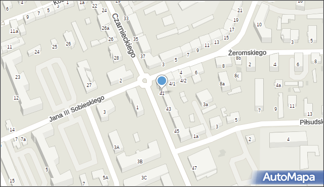 Ostróda, Czarnieckiego Stefana, hetm., 41, mapa Ostróda