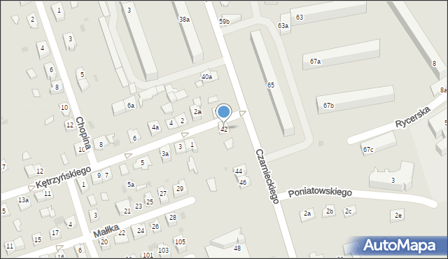 Ostróda, Czarnieckiego Stefana, hetm., 42, mapa Ostróda