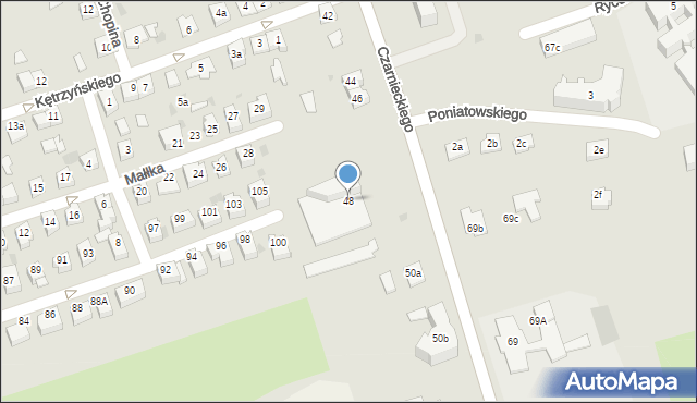 Ostróda, Czarnieckiego Stefana, hetm., 48, mapa Ostróda