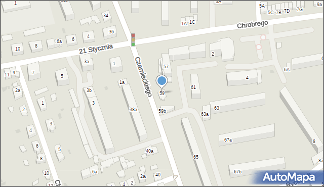 Ostróda, Czarnieckiego Stefana, hetm., 59, mapa Ostróda