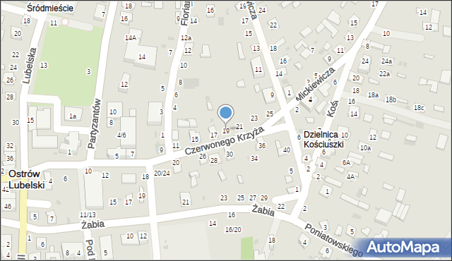 Ostrów Lubelski, Czerwonego Krzyża, 19, mapa Ostrów Lubelski