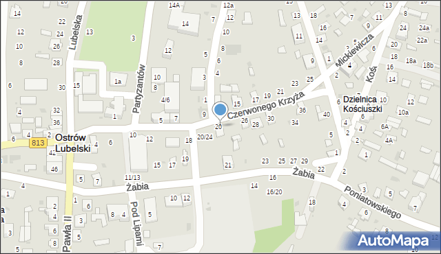 Ostrów Lubelski, Czerwonego Krzyża, 24, mapa Ostrów Lubelski