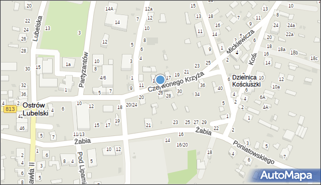 Ostrów Lubelski, Czerwonego Krzyża, 26, mapa Ostrów Lubelski
