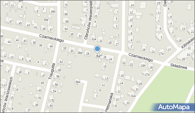 Ostrów Wielkopolski, Czarnieckiego Stefana, hetm., 26a, mapa Ostrów Wielkopolski