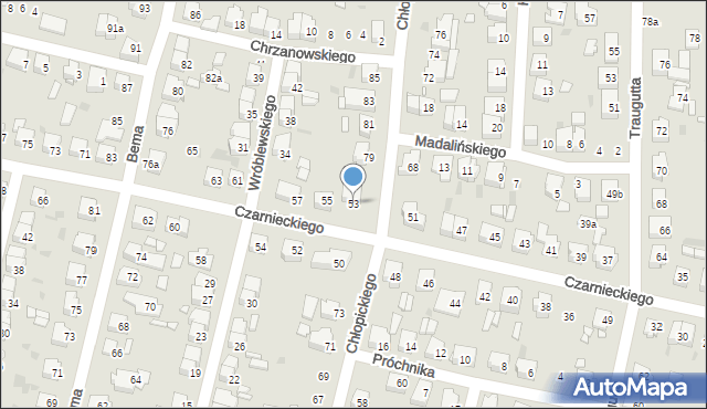 Ostrów Wielkopolski, Czarnieckiego Stefana, hetm., 53, mapa Ostrów Wielkopolski