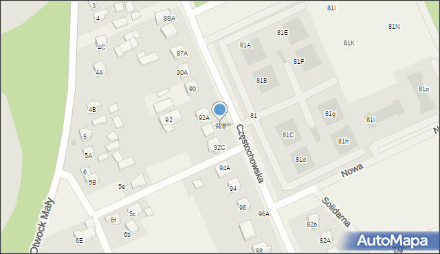 Otwock Mały, Częstochowska, 92B, mapa Otwock Mały