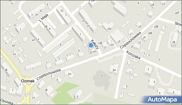 Ozimek, Częstochowska, 11, mapa Ozimek
