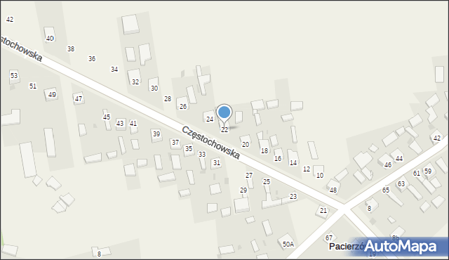 Pacierzów, Częstochowska, 22, mapa Pacierzów