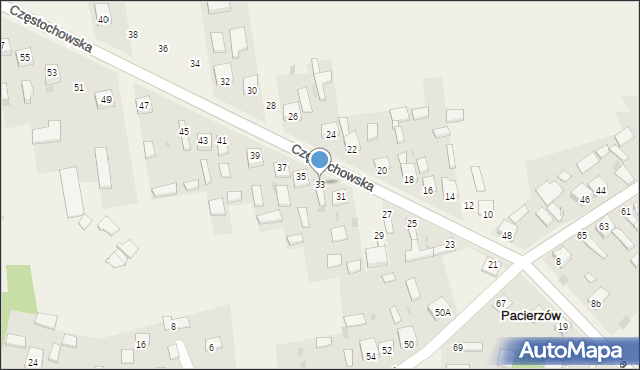 Pacierzów, Częstochowska, 33, mapa Pacierzów