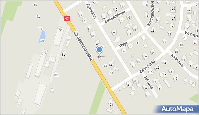 Pajęczno, Częstochowska, 80, mapa Pajęczno