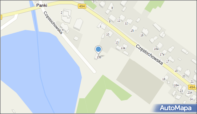 Panki, Częstochowska, 13b, mapa Panki
