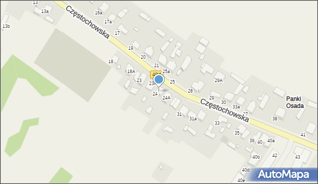 Panki, Częstochowska, 24B, mapa Panki