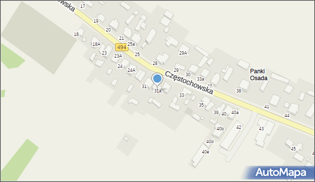 Panki, Częstochowska, 31a, mapa Panki