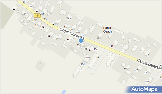 Panki, Częstochowska, 36, mapa Panki