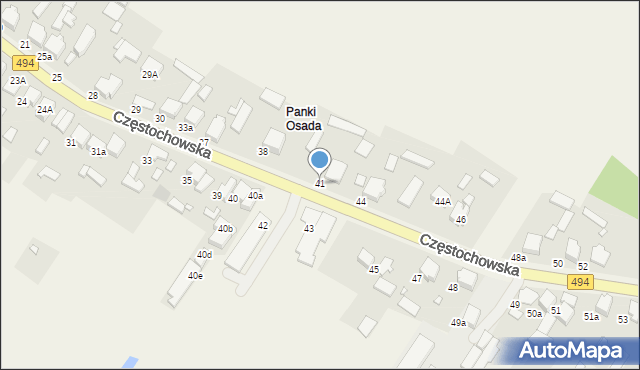 Panki, Częstochowska, 41, mapa Panki
