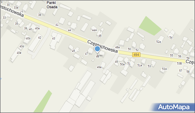 Panki, Częstochowska, 48, mapa Panki